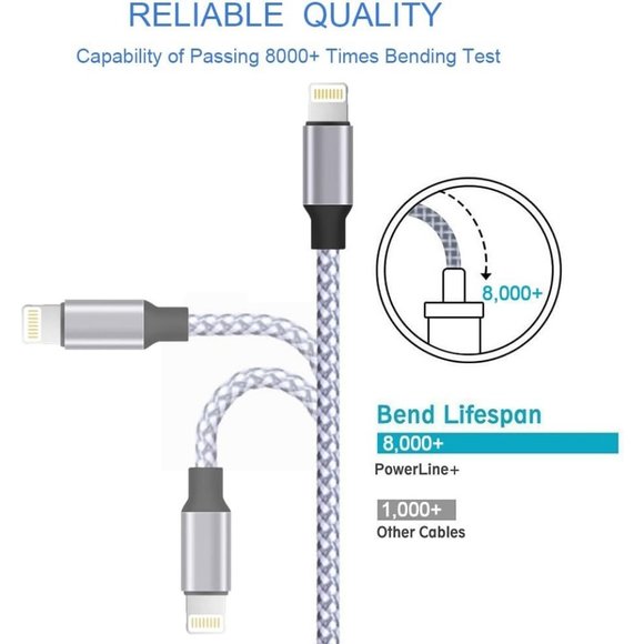 3PACK 6FT Nylon Braided USB Charging Cable High Speed Lightning Cable - Picture 2 of 7